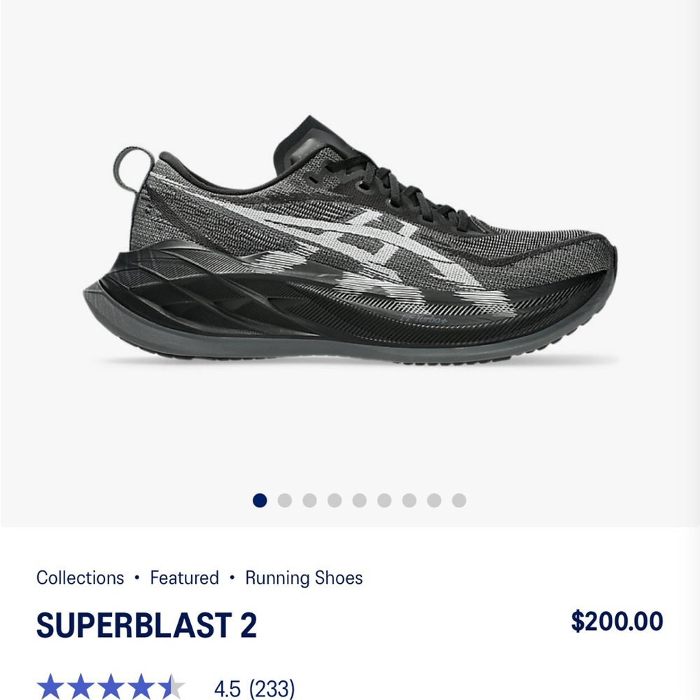 Asics Superblast 2. Black and Gray Athletic Shoes